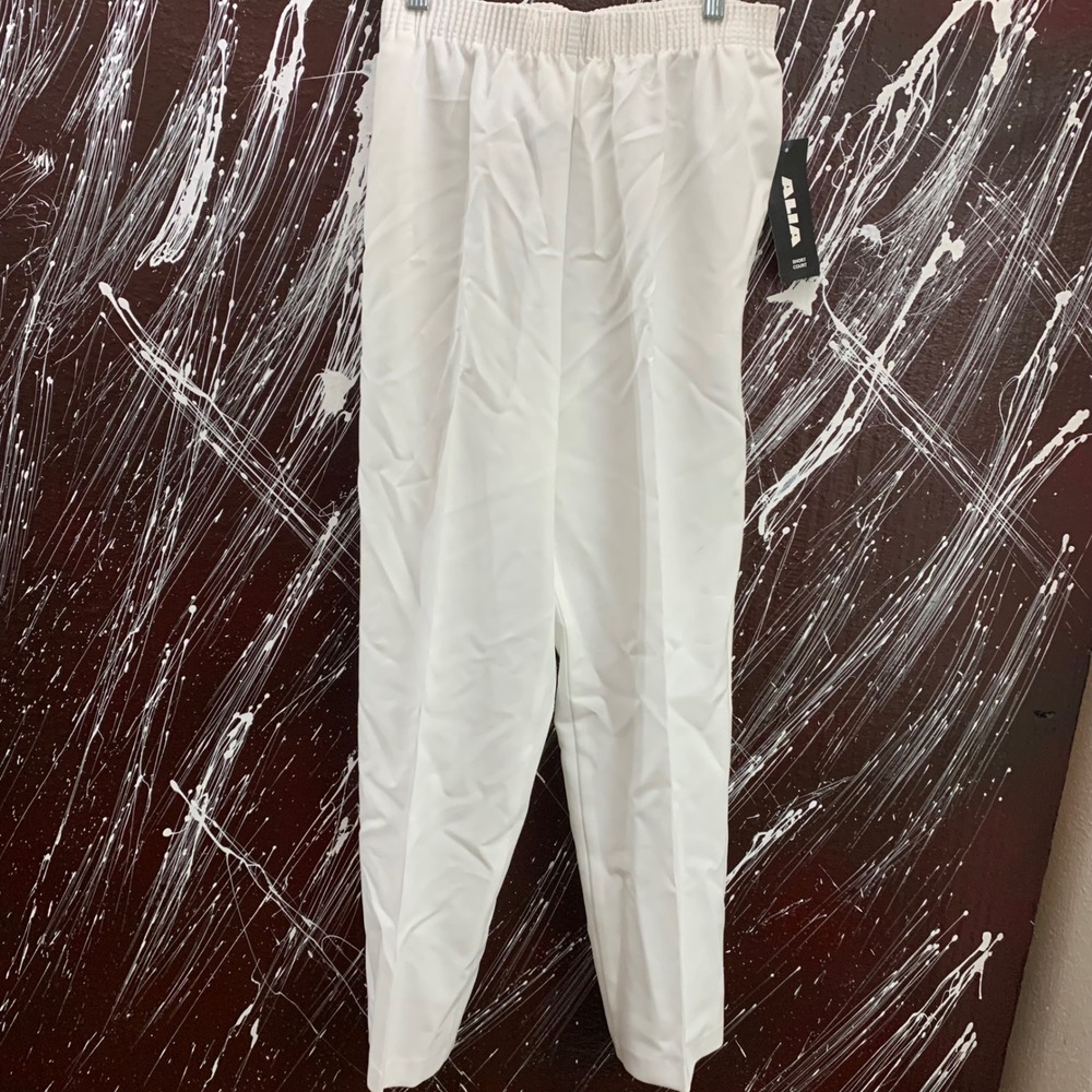 Alia Womens White Elastic Waist Straight Leg Pants Size 8 Short Court 6512 48102